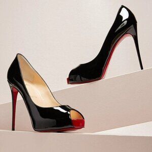 N-1. Christian Louboutin New Very Prive 120 Patent Black 39 US 9
